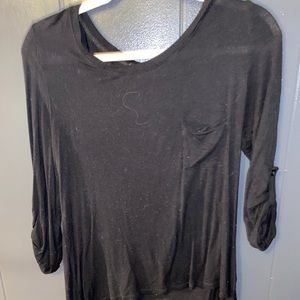 Black 3/4 sleeve blouse with chest pocket. Size M